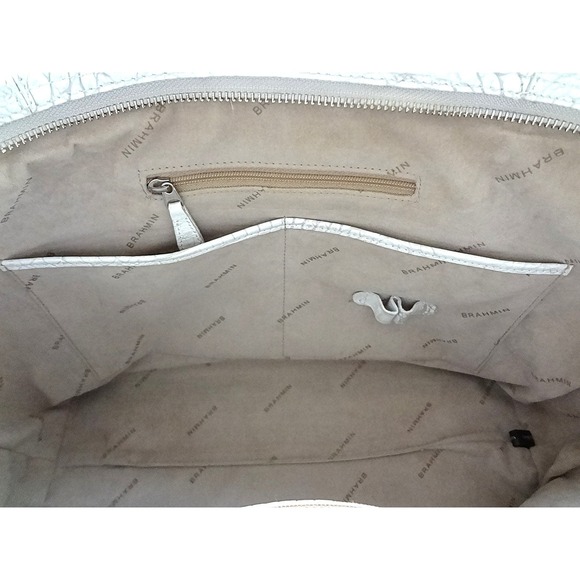 Brahmin Medium Asher Tote and Matching Wallet Croc Embossed Leather Coconut Milk - Picture 13 of 16